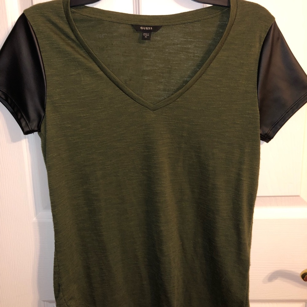 Guess Short Sleeves Shirt With Leather Sleeves